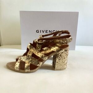 GIVENCHY Gold Glitter Strapy Sandals SZ 6/36